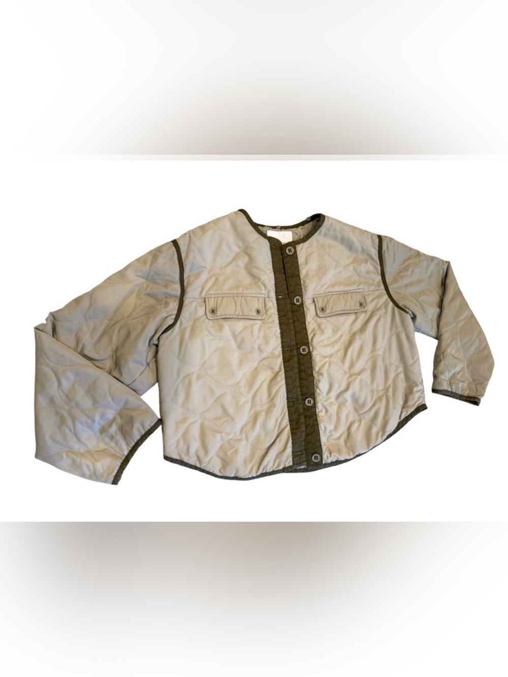 Anthropologie Quilted Utility Jacket Women’s XL Sage Green/ Tan lightweight